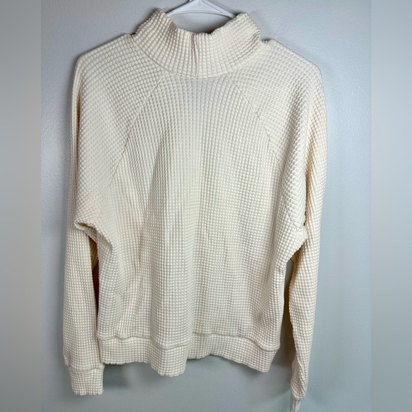 The North Face Chabot Gardenia White Mock neck Long sleeve Waffle Knit Sweater L - Picture 5 of 6